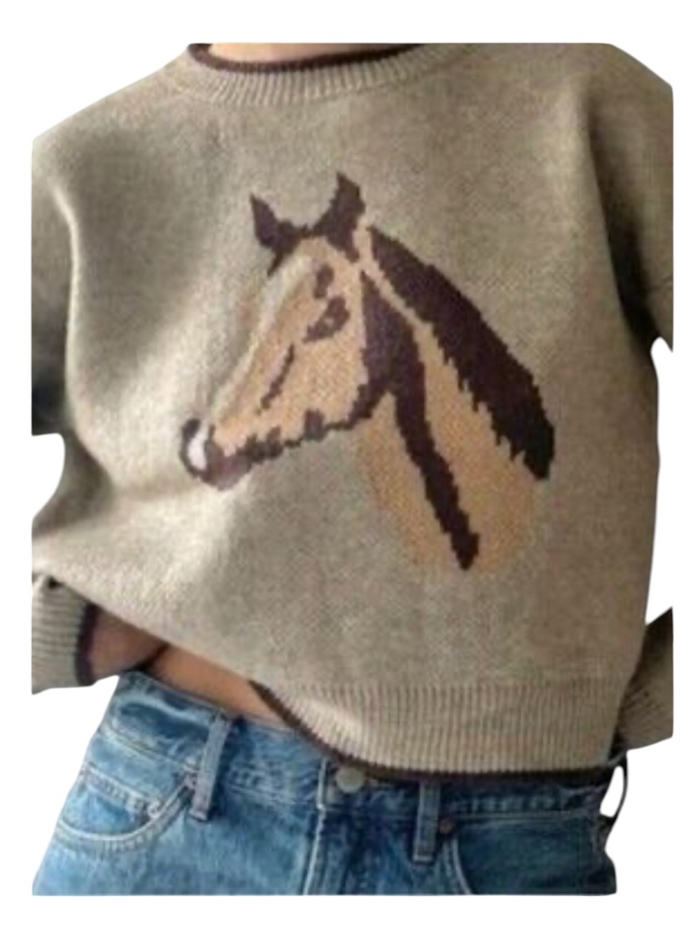 Dreamers Neutral Knit Horse Sweater Tik Tok Famous Size Medium